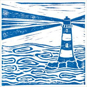 Cornish Lighthouse Wild Blue Hare Jess Harrington Nethertons Greeting Cards